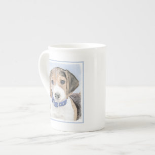 Beagle schilderen - Kute Original Dog Art Porselein Kop