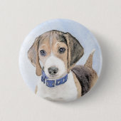 Beagle schilderen - Kute Original Dog Art Ronde Button 5,7 Cm (Voorkant)