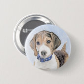 Beagle schilderen - Kute Original Dog Art Ronde Button 5,7 Cm (Voorkant /achterkant)