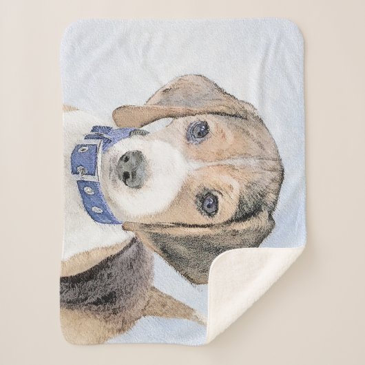 Beagle schilderen - Kute Original Dog Art Sherpa Deken (Voorkant)