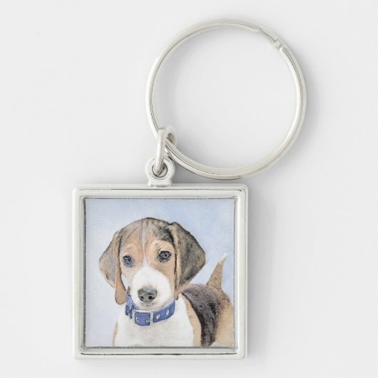 Beagle schilderen - Kute Original Dog Art Sleutelhanger (Voorkant)