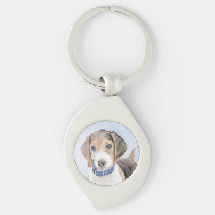Beagle schilderen - Kute Original Dog Art Sleutelhanger