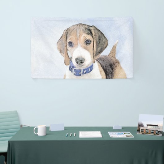 Beagle schilderen - Kute Original Dog Art Spandoek (Beurs)