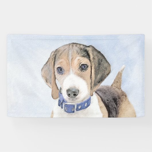 Beagle schilderen - Kute Original Dog Art Spandoek (Horizontaal)