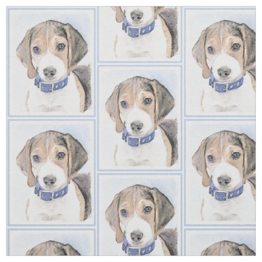 Beagle schilderen - Kute Original Dog Art Stof (Swatch)