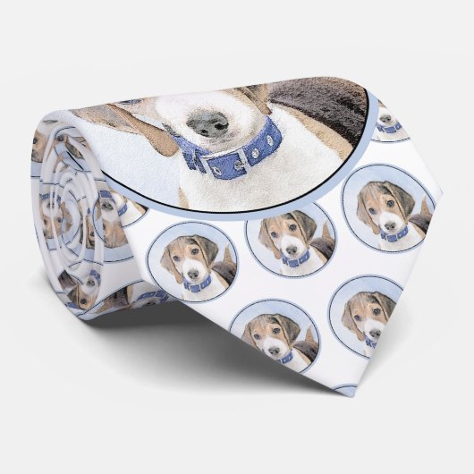 Beagle schilderen - Kute Original Dog Art Stropdas (Opgerold)
