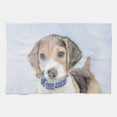 Beagle schilderen - Kute Original Dog Art Theedoek (Horizontaal)