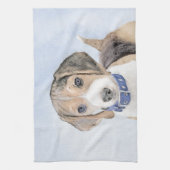 Beagle schilderen - Kute Original Dog Art Theedoek (Verticaal)
