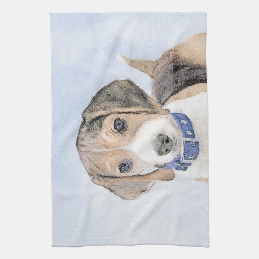 Beagle schilderen - Kute Original Dog Art Theedoek (Verticaal)