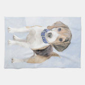 Beagle schilderen - Kute Original Dog Art Theedoek (Horizontaal)
