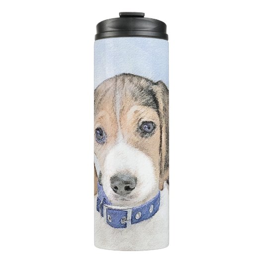 Beagle schilderen - Kute Original Dog Art Thermosbeker (Voorkant)