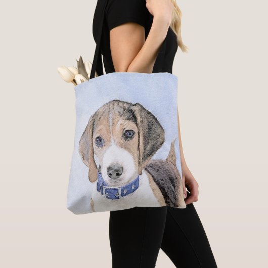 Beagle schilderen - Kute Original Dog Art Tote Bag (Dichtbij)
