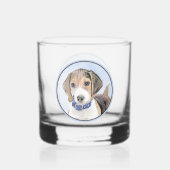 Beagle schilderen - Kute Original Dog Art Whisky Glas (Achterkant)