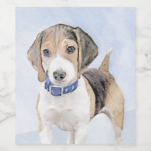 Beagle schilderen - Kute Original Dog Art Wijn Etiket (Enkel label)