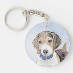 Beagle Schilderij - Mooie Originele Hond Kunst Sleutelhanger