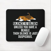 Beagle Silence is Golden Funny Dog Muismat (Met muis)