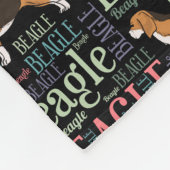 Beagle silhouette en woordkunstpatroon fleece deken (Hoek)