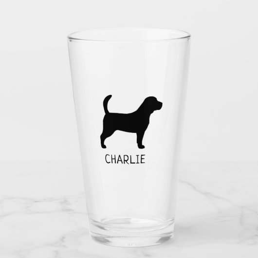 Beagle Silhouette gepersonaliseerd Hondenras Glas (Voorkant)