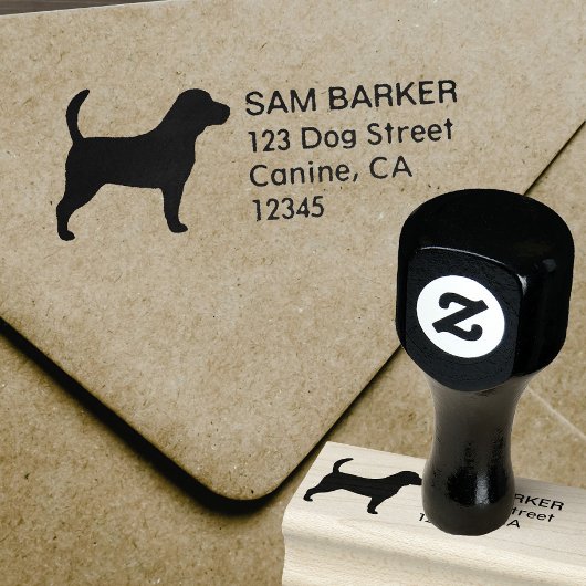 Beagle Silhouette Hondenliefhebber retouradres Rubberstempel