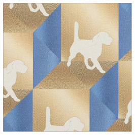 Beagle Silhouette over bruine en blauwe kubussen Stof