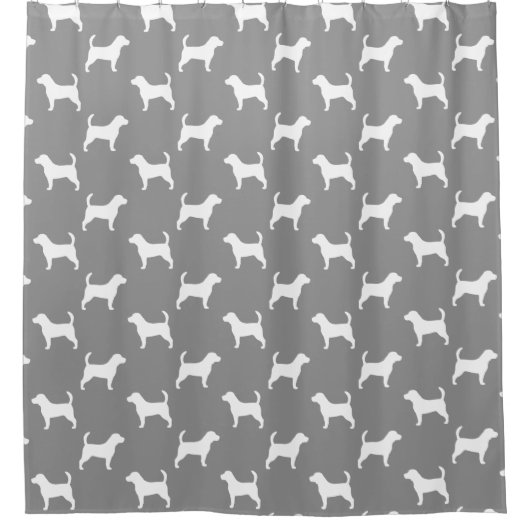 Beagle silhouetten patroon grijs douchegordijn (Voorkant)