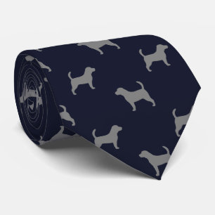Beagle Silhouettes Pattern Navy Blue Hondenliefheb Stropdas