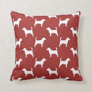 Beagle Silhouettes Pattern Red Kussen