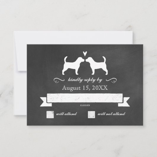 Beagle Silhouettes Wedding Reply RSVP (Voorkant)