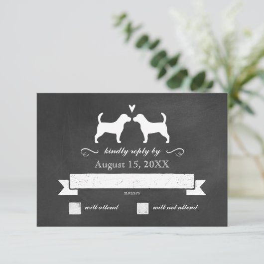 Beagle Silhouettes Wedding Reply RSVP (Staand voorkant)