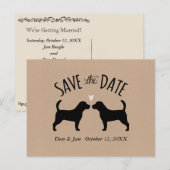 Beagle Silhouettes Wedding Save the Date Aankondigingskaart (Voorkant / Achterkant)