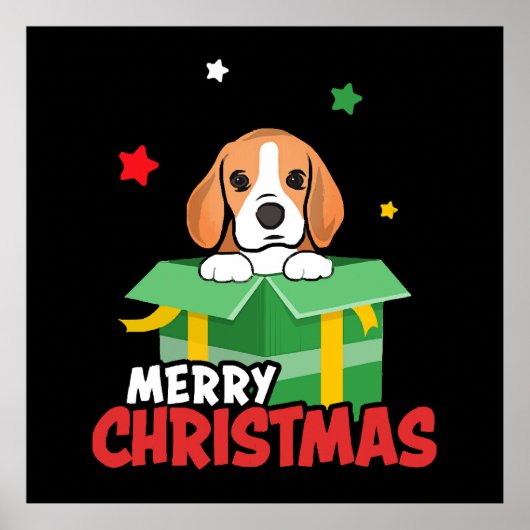 Beagle Sinterklaas hondenliefhebbers Prettig Kerst Poster (Voorkant)