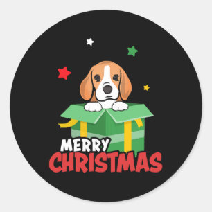 Beagle Sinterklaas hondenliefhebbers Prettig Kerst Ronde Sticker