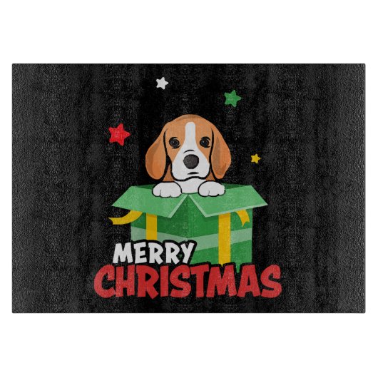 Beagle Sinterklaas hondenliefhebbers Prettig Kerst Snijplank (Voorkant)