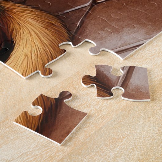 Beagle Sitting by Fireplace with Christmas Lights Legpuzzel (Zijkant)