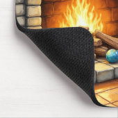 Beagle Sitting by Fireplace with Christmas Lights Muismat (Hoek)