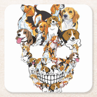 Beagle Skull Hondenliefhebbers Horror Funny Hallow Kartonnen Onderzetters