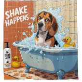 Beagle Slordig Slaperig Schattig Grappig Douchegordijn (Voorkant)