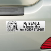Beagle - Smarter dan eerling student - grappig Bumpersticker (Op auto)