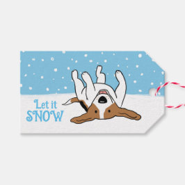 Beagle Sneeuw Hond Kerstmis Vakantie Gift Cadeaulabel