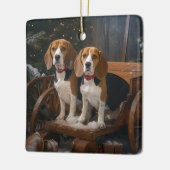 Beagle Sneeuw Slede Kerst Decoratie (Links)
