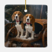 Beagle Sneeuw Slede Kerst Decoratie (Achterkant)