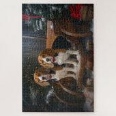 Beagle Sneeuw Slede Kerst Decoratie Legpuzzel (Verticaal)
