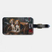 Beagle Snowy Sleigh Kerstmisdecor Bagagelabel (Achterkant horizontaal)
