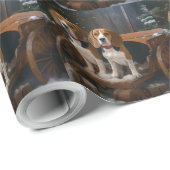 Beagle Snowy Sleigh Kerstmisdecor Cadeaupapier (Rol Hoek)