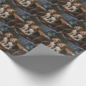 Beagle Snowy Sleigh Kerstmisdecor Cadeaupapier (Hoek)