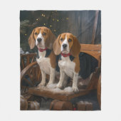 Beagle Snowy Sleigh Kerstmisdecor Fleece Deken (Voorkant)