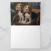 Beagle Snowy Sleigh Kerstmisdecor Kaart (Binnen)