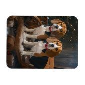 Beagle Snowy Sleigh Kerstmisdecor Magneet (Horizontaal)
