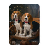 Beagle Snowy Sleigh Kerstmisdecor Magneet (Verticaal)