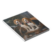 Beagle Snowy Sleigh Kerstmisdecor Notitieblok (Schuin)